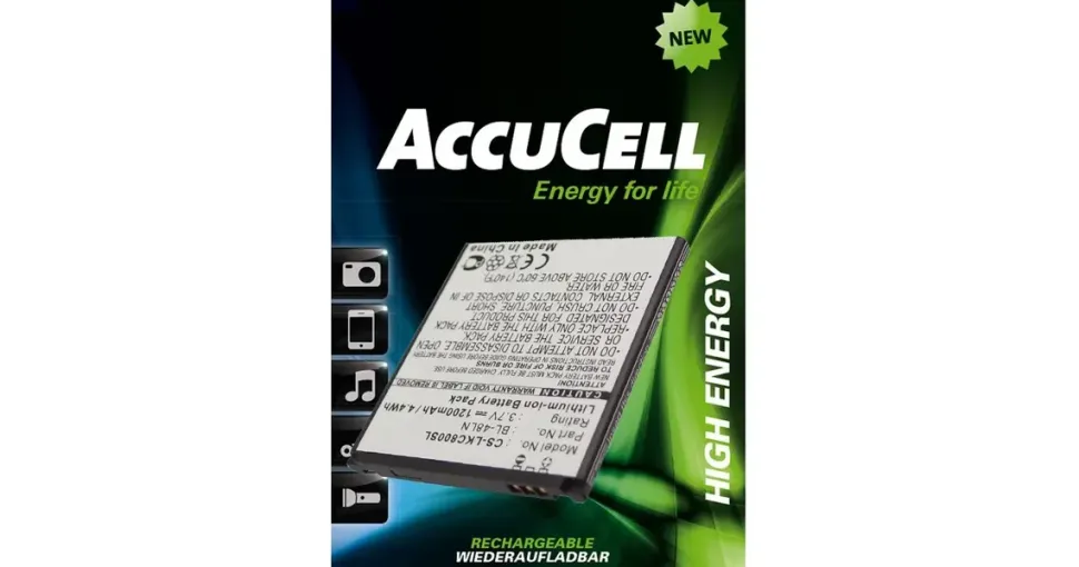 AccuCell Akku passend für LG Optimus 3D Max, Optimus 3D 2, Optimus Elite, BL-48LN