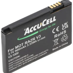 AccuCell Akku passend für Motorola V3 Razr, PEBL SNN5696, BA700, 900mAh
