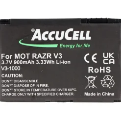 AccuCell Akku passend für Motorola V3 Razr, PEBL SNN5696, BA700, 900mAh