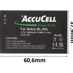 AccuCell Li-ion-Akku passend für den Nokia Akku BL-4UL und Nokia Lumia 225, Asha 225 sowie alle baugleichen