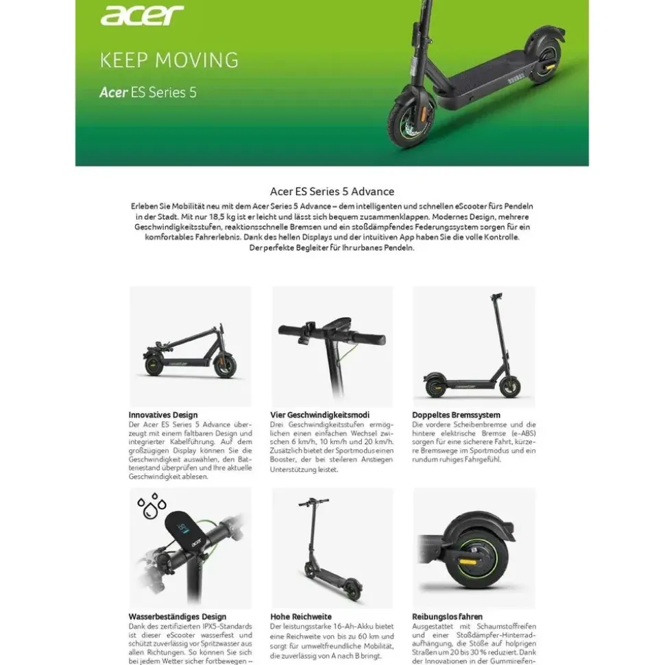 Acer E-Scooter Series 5 Advance schwarz