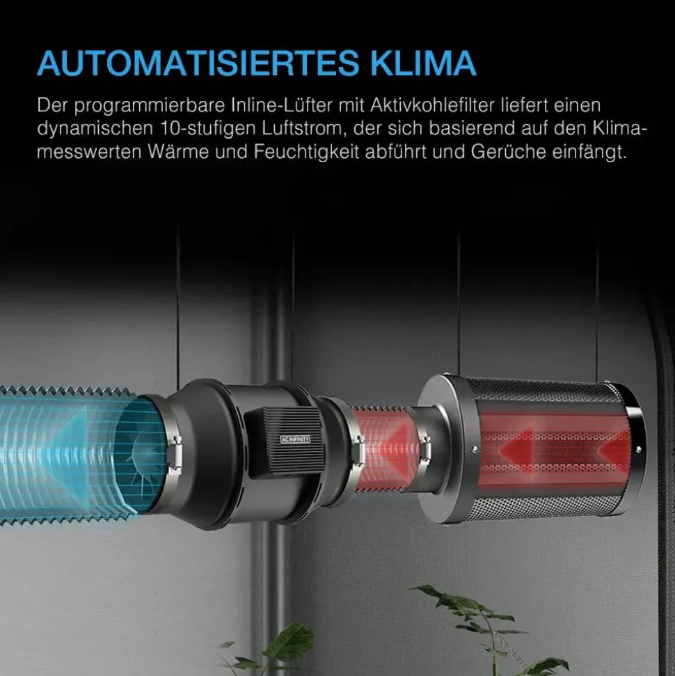 AC Infinity Growbox Komplettset 200W LED Vollspektrum, 60 x 120 x 180 cm Schwarz
