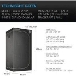 AC Infinity Growzelt 60 x 60 x 120 cm