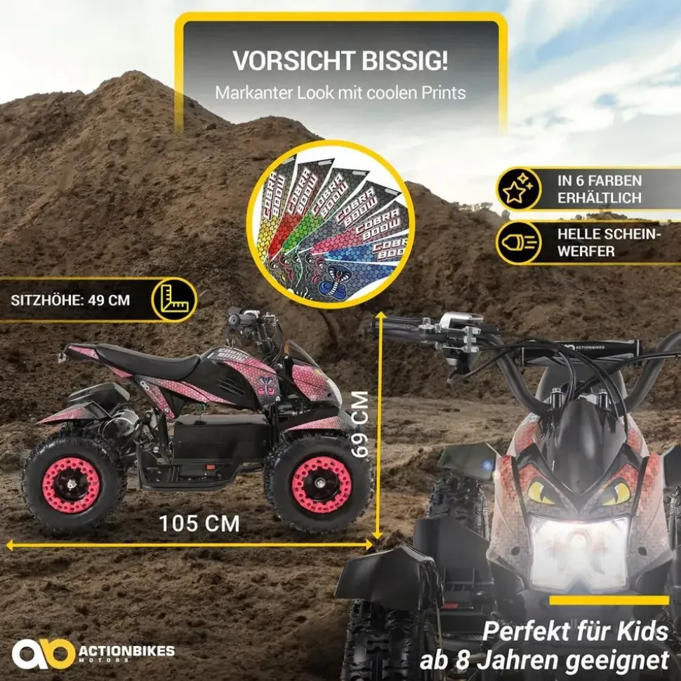 ACTIONBIKES MOTORS Elektro-Kinderquad Cobra blau/schwarz (800 Watt)