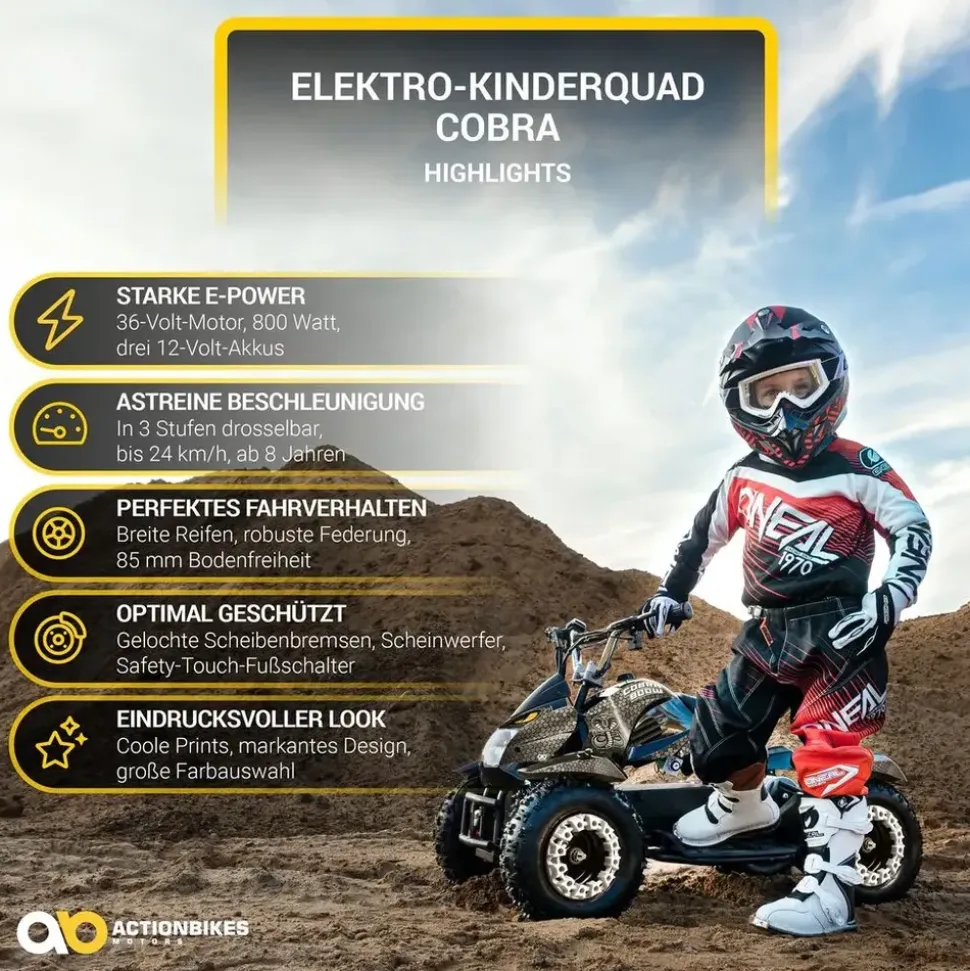 ACTIONBIKES MOTORS Elektro-Kinderquad Cobra blau/schwarz (800 Watt)