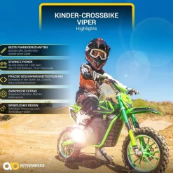 ACTIONBIKES MOTORS Kinder-Crossbike Viper Elektro-Kindermotorrad schwarz (SW)