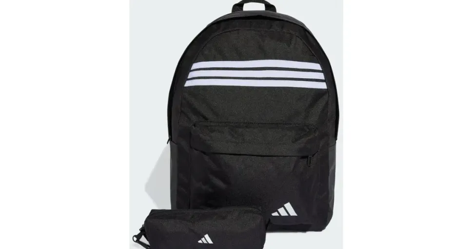adidas Classic 3-Streifen Horizontal Rucksack Schwarz/Weiß