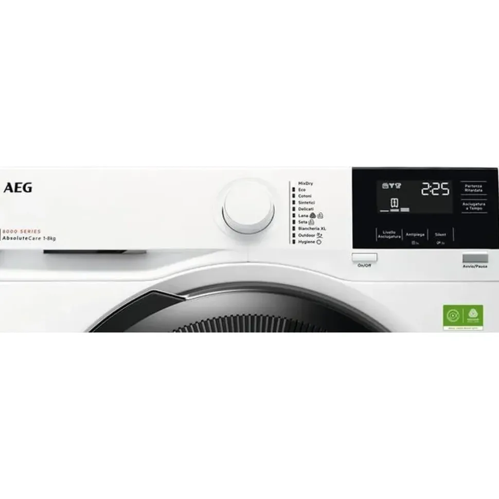 AEG TR8HGBG8B, Freistehend, Frontlader, Wärmepumpe, Weiß, Schwarz, 118 l - Weiß