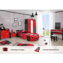 Aileenstore Kinderzimmer komplett Set Autobett Rio 5 teilig Rot
