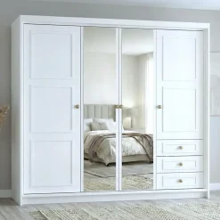 A&J MöbelLand Drehtürenschrank OSLO 200 x 215 x 59,5 cm Weiß