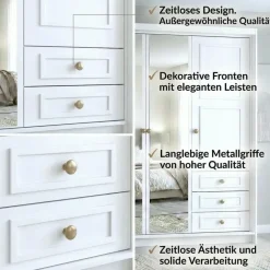 A&J MöbelLand Drehtürenschrank OSLO 200 x 215 x 59,5 cm Weiß