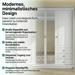 A&J MöbelLand Drehtürenschrank OSLO 200 x 215 x 59,5 cm Weiß
