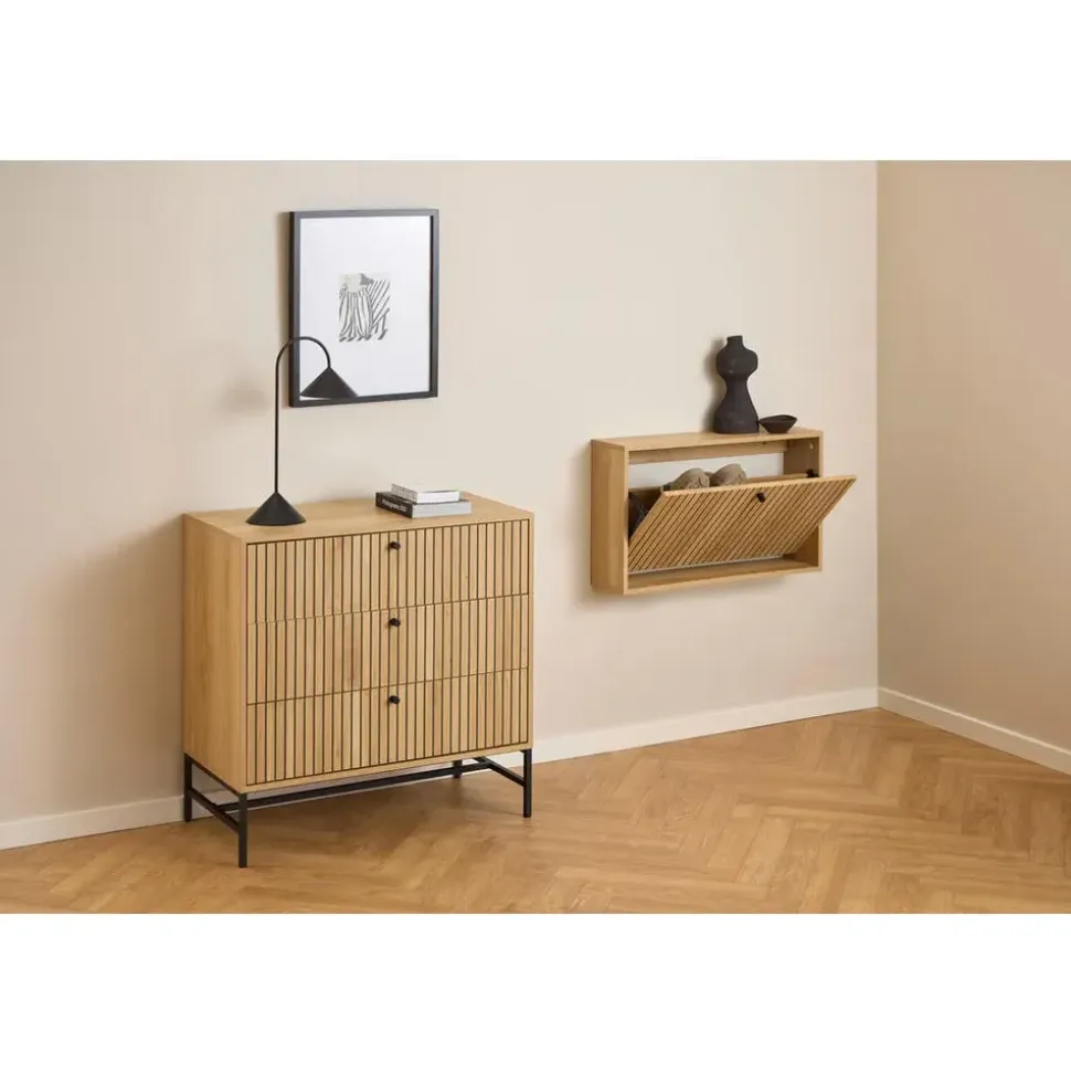 alasans Schuhschrank OLIVIA Eiche Braun 71 x 14 x 43 cm