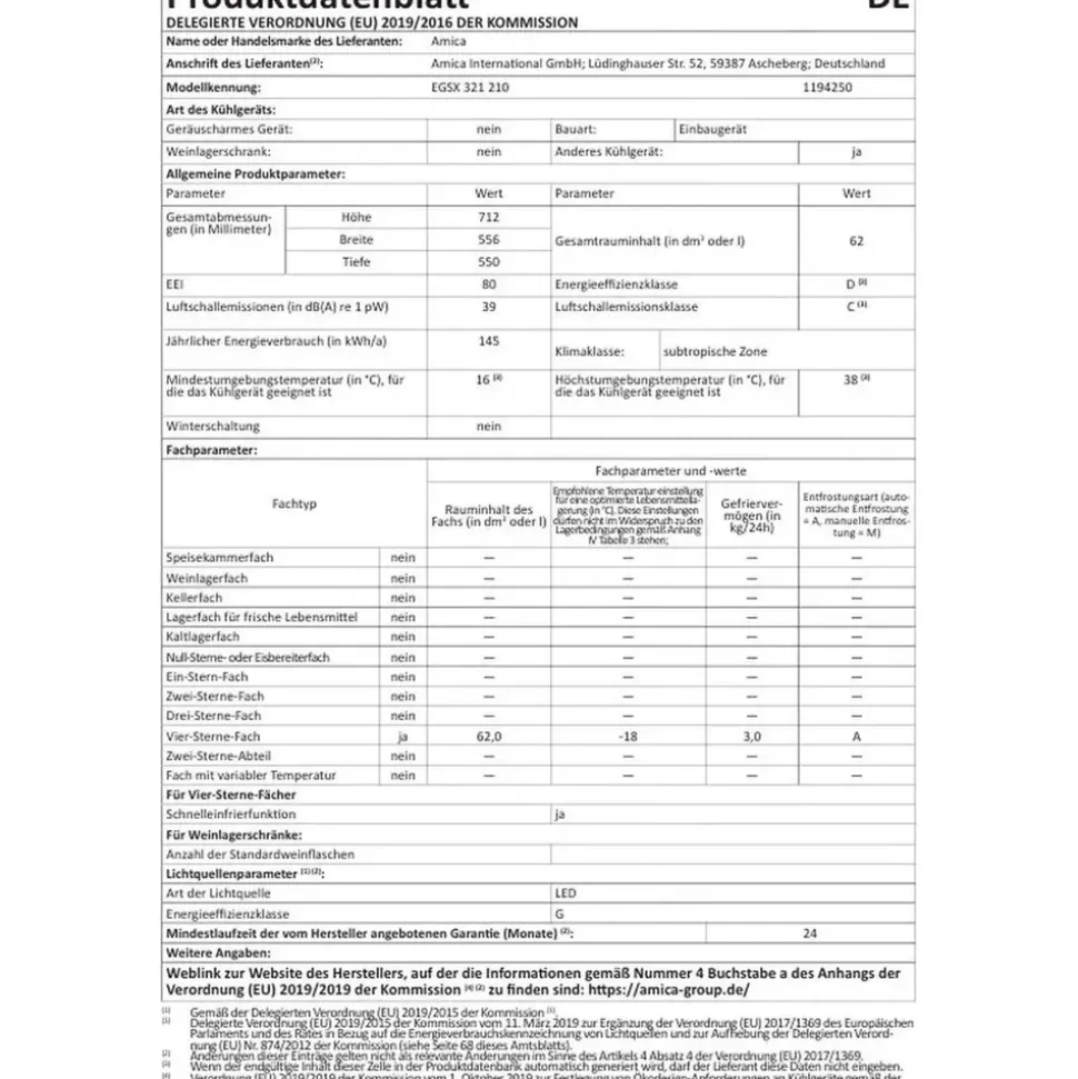 Amica EGSX 321 210 Weiß