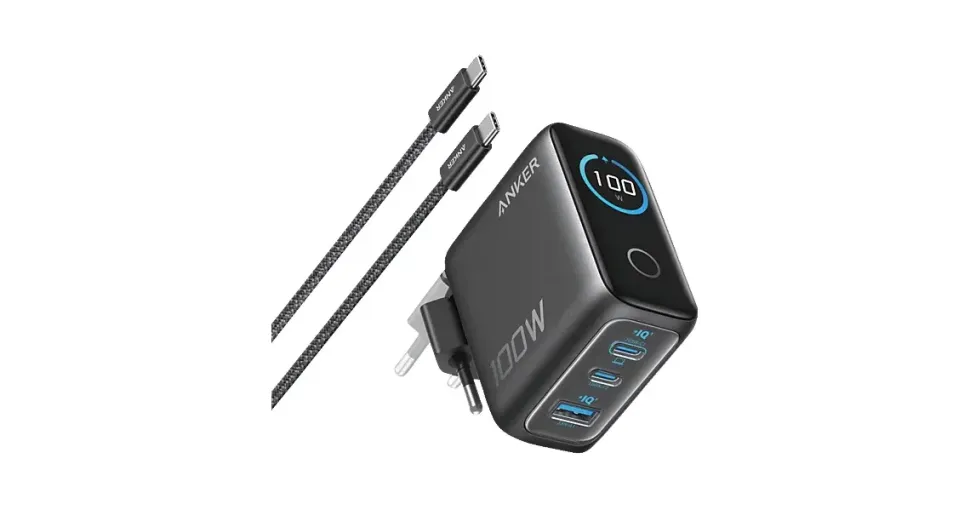 Anker Nano 100W 3-Port Ladegerät Apple, Samsung C1/C2:100W, C1+C2:70W+30W/95W+5W, C1/C2+A:67W+33W/95W+5W, Dark Gray