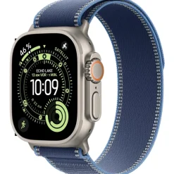 Apple Watch Ultra 3 GPS + Cellular 49 mm Titangehäuse Natur Trail Loop Blau/Hellblau S/M