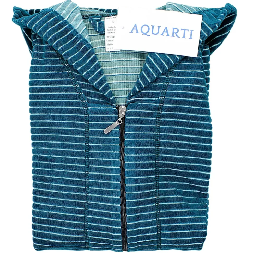 Aquarti Bademantel Aquarti Streifenmuster Smaragdgrün XL