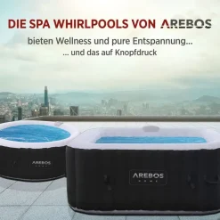 Arebos Whirlpool 154 x 154 x 65 cm Schwarz