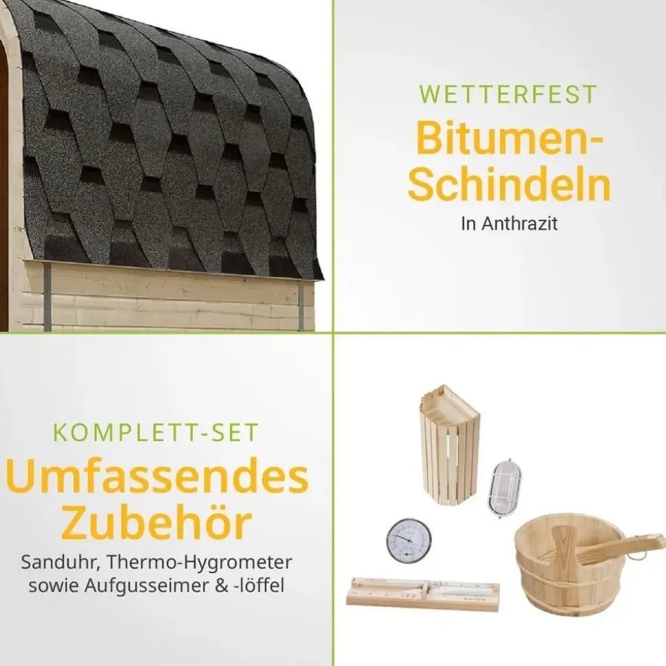 Artsauna Fasssauna Fjora 9 kW Ofen Glasfront