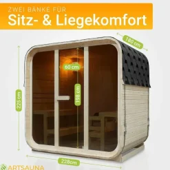 Artsauna Fasssauna Fjora 9 kW Ofen Glasfront