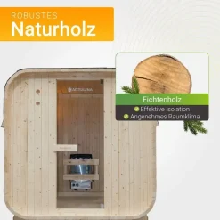 Artsauna Fasssauna Nolvik L inkl. 6 kW Ofen + Zubehör