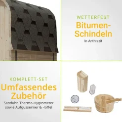Artsauna Fasssauna Nolvik M inkl. 3,6 kW Ofen + Zubehör