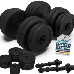 ArtSport Hantelset 30 kg Kurzhantel Set schwarz