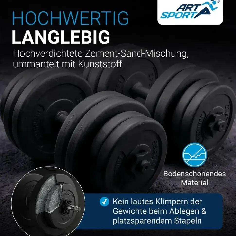 ArtSport Hantelset 30 kg Kurzhantel Set schwarz
