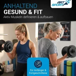 ArtSport Hantelset 20 kg Kurzhantelset schwarz