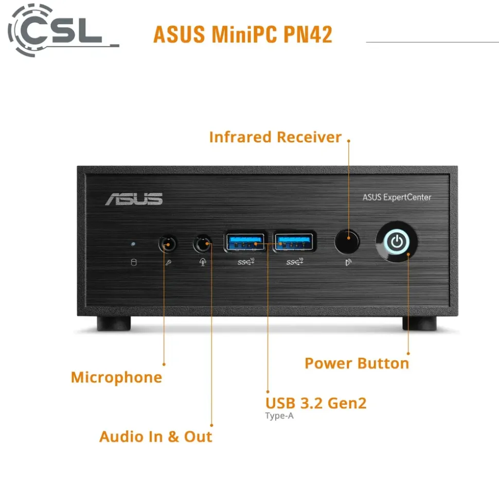 Asus Mini-PC PN42 2023 4K Ultra HD Intel N100 3,4 GHz 32 GB RAM 500 GB SSD Intel UHD Graphics Windows 11 Home
