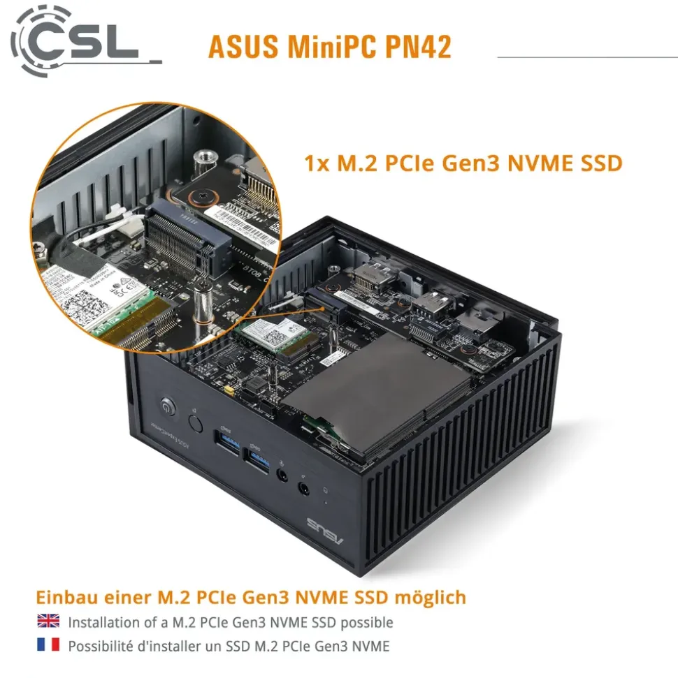 Asus Mini-PC PN42 2023 4K Ultra HD Intel N100 3,4 GHz 32 GB RAM 500 GB SSD Intel UHD Graphics Windows 11 Home