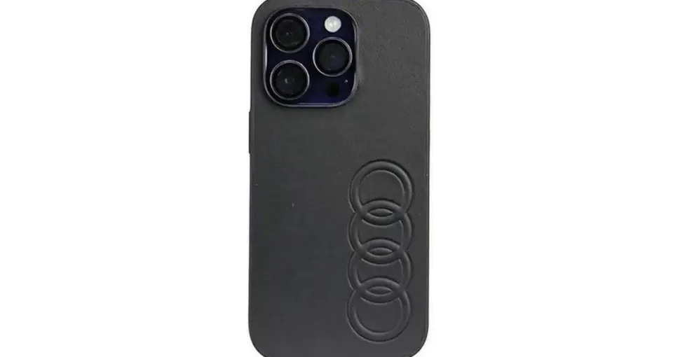 Audi iPhone 14 Pro Kunstleder Case schwarz
