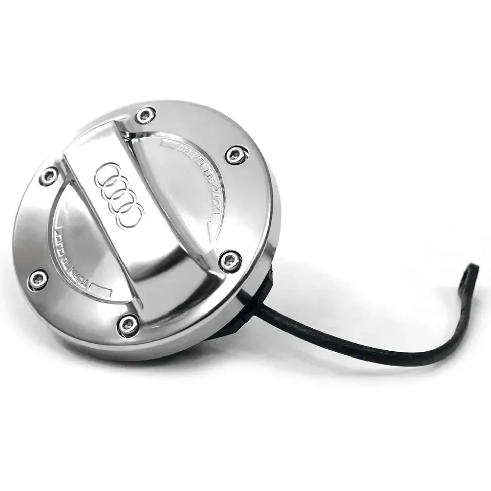 Audi Tankdeckel Aluminiumoptik Tankverschluss Deckel Logo, silber