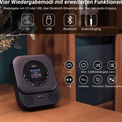 August SE15B MP3-Player Schwarz Bluetooth®, Lautsprecher