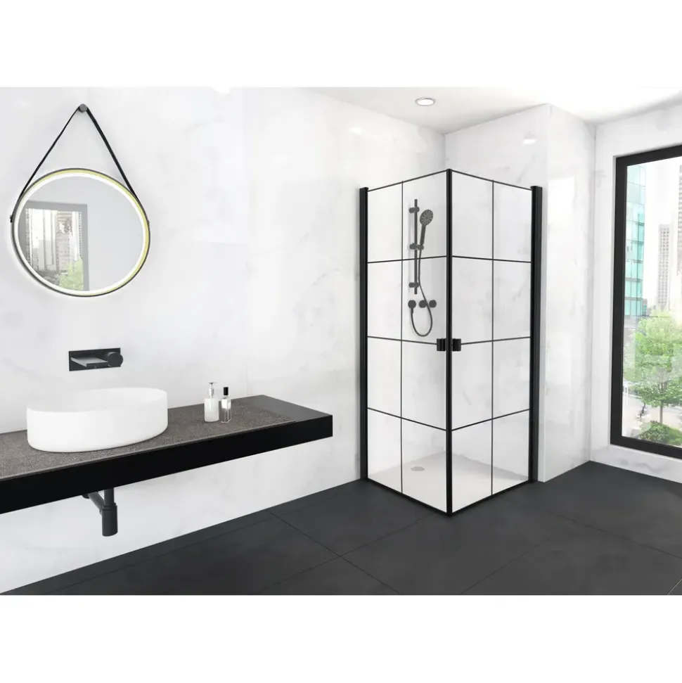 Aurlane Marwell Komplettdusche rechts 90 x 200 cm Duschwanne D648360641500