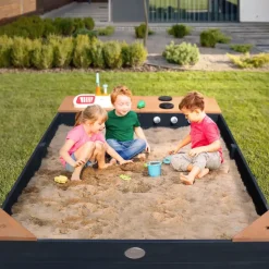 Axi Holzsandkasten Kelly mit Spielküchenzeile und Sonnenschirm Anthrazit/Braun