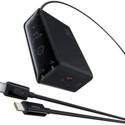 Baseus GaN 3x USB-C USB DC, 240W Smart-Desktop-Schnellladegerät – Schwarz
