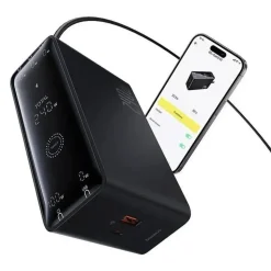 Baseus GaN 3x USB-C USB DC, 240W Smart-Desktop-Schnellladegerät – Schwarz