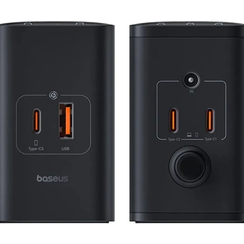 Baseus GaN 3x USB-C USB DC, 240W Smart-Desktop-Schnellladegerät – Schwarz