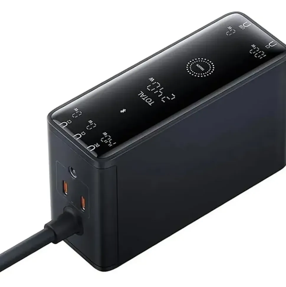 Baseus GaN 3x USB-C USB DC, 240W Smart-Desktop-Schnellladegerät – Schwarz