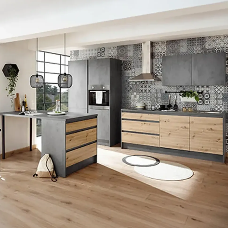 BASIC by Balculina Küchenzeile Jazz 320 cm anthrazit/artisan eiche/metallic braun/anthrazit/braun