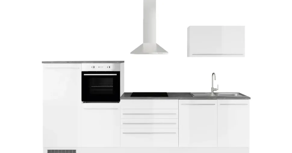 BASIC by Balculina Küchenzeile Jazz 320 cm weiß hochglanz