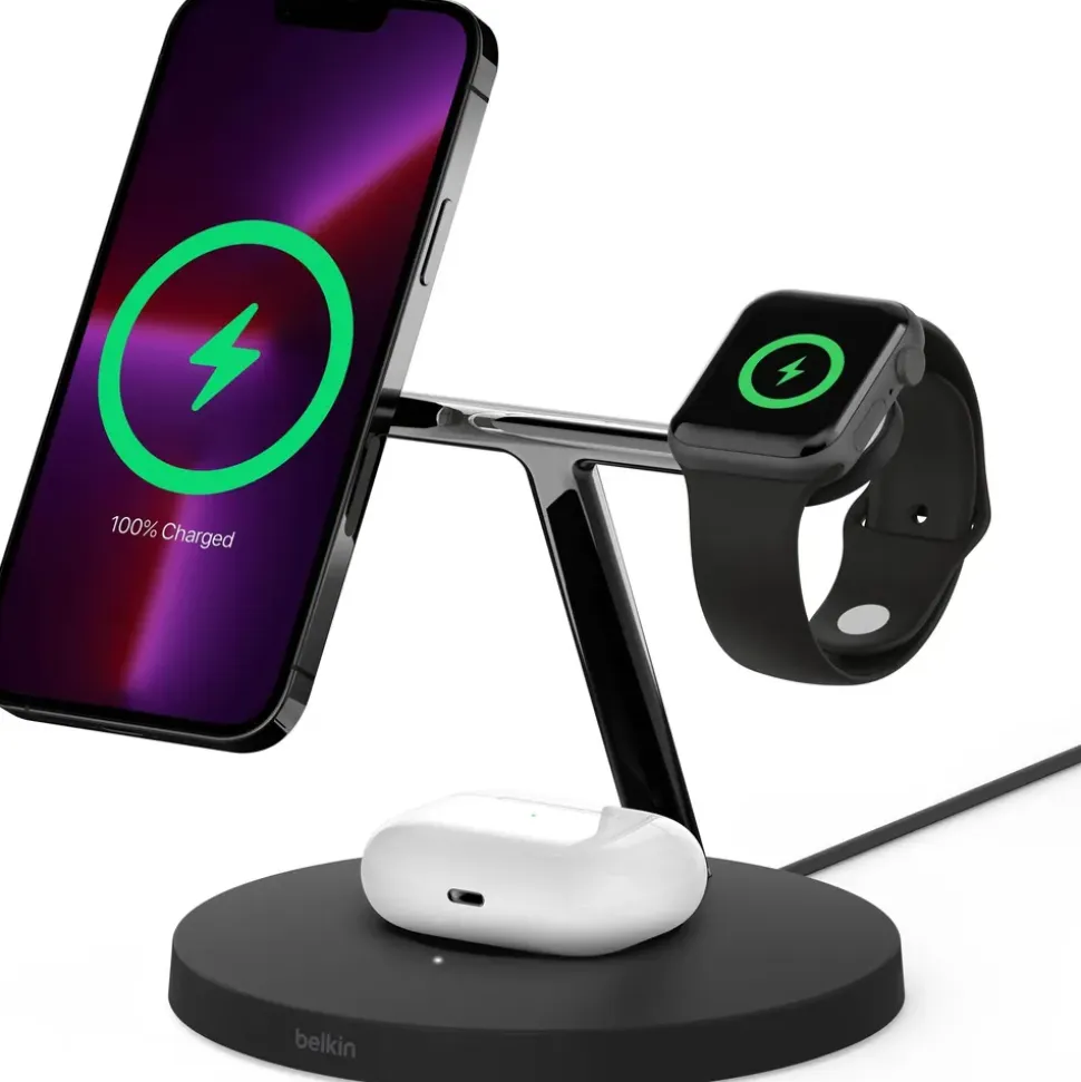 Belkin BoostCharge Pro 3-in-1-Ladegerät mit MagSafe Schwarz