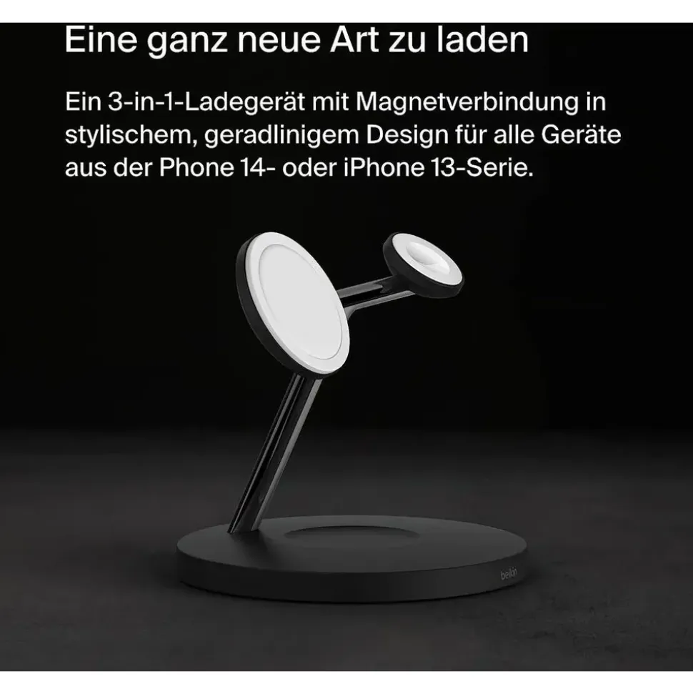 Belkin BoostCharge Pro 3-in-1-Ladegerät mit MagSafe Schwarz