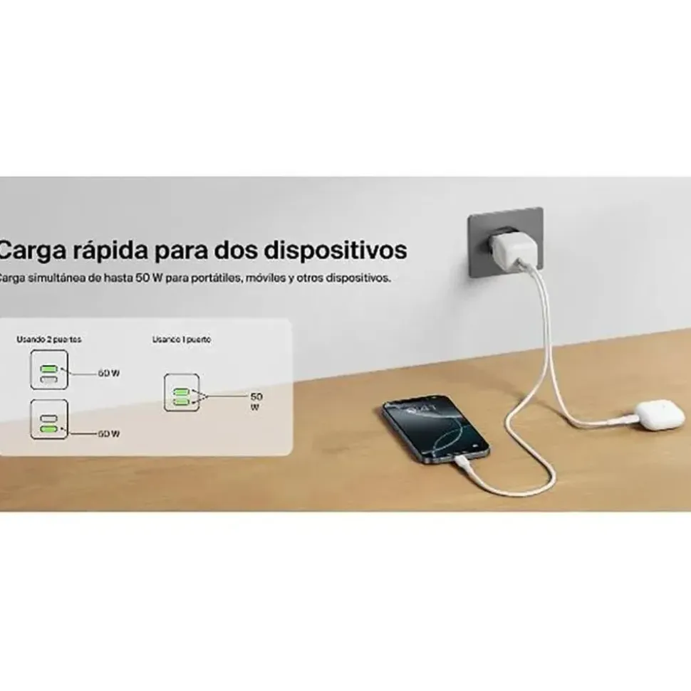 Belkin Dual USB-C Ladegerät Power Delivery und PPS (50 W) weiß