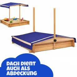 BestLivings Sandkasten mit Dach 98x98x17 cm braun