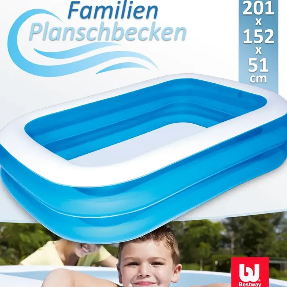 BESTWAY Family Pool 201 x 150 x 51 cm blau/weiß