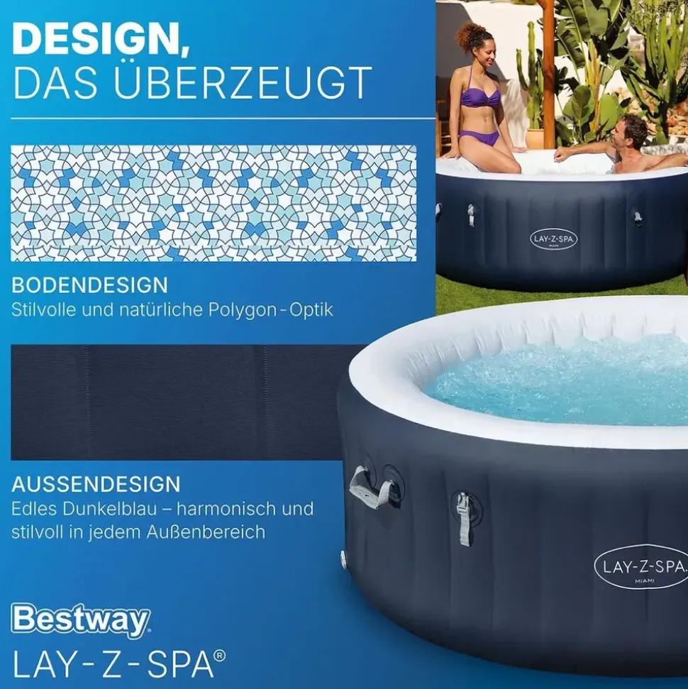 BESTWAY Lay-Z-Spa Miami AirJet 180 x 66 cm Dunkelblau