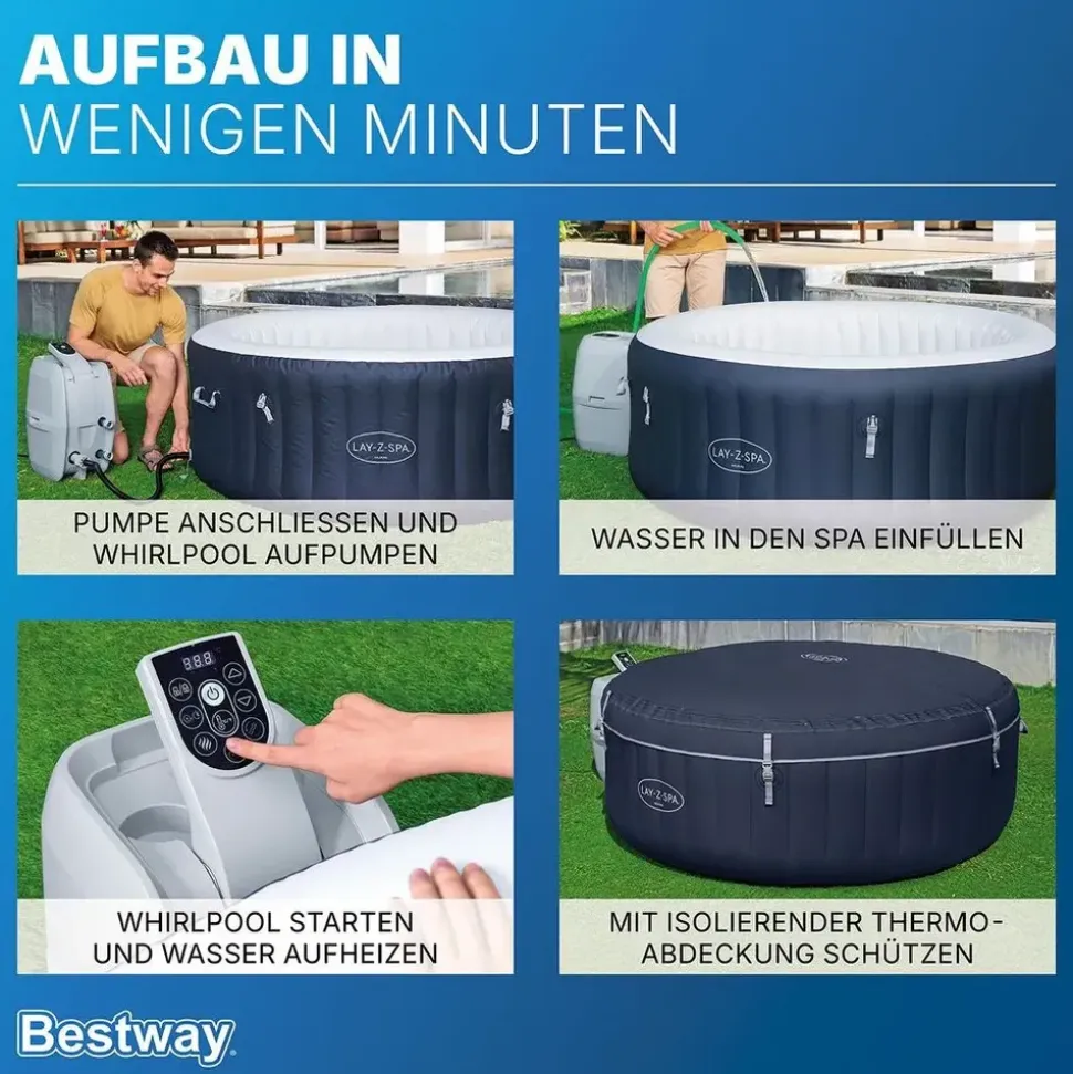 BESTWAY Lay-Z-Spa Miami AirJet 180 x 66 cm Dunkelblau