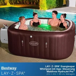 BESTWAY Maldives HydroJet Pro 201 x 201 x 80 cm Mahagoni